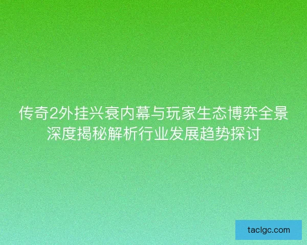传奇2外挂兴衰内幕与玩家生态博弈全景深度揭秘解析行业发展趋势探讨